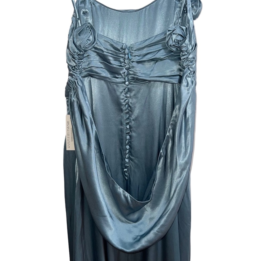 For Love & Lemons Satin Maxi Dress in Dusty Blue - Picture 8 of 12